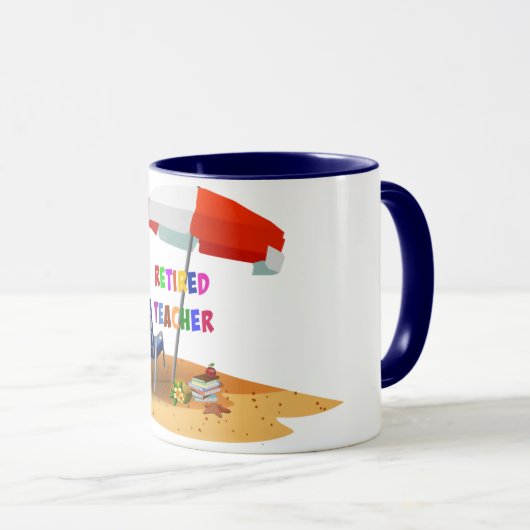 Mug Professeur Retraité, Scène De Plage, (Devant droit)