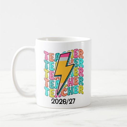 Mug Professeur Rétro Crayon Éclair Retour à l'École (Gauche)