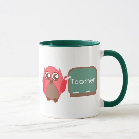Mug Professeur rouge de hibou au tableau (Droite)