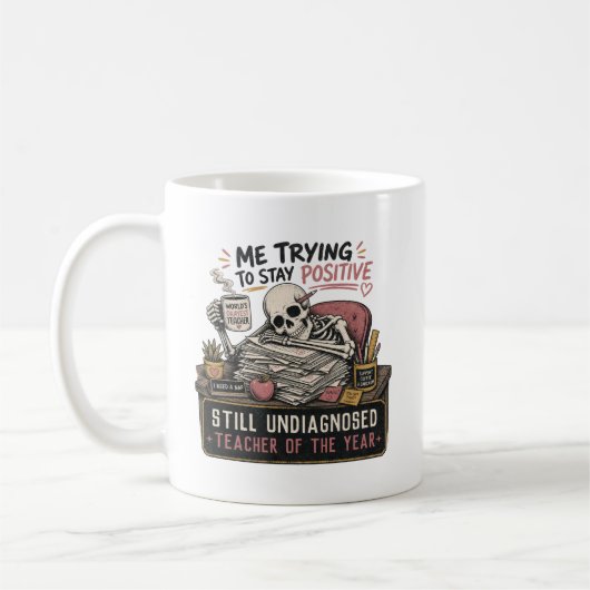 Mug Professeur squelette drôle de l'année cadeau perso (Gauche)