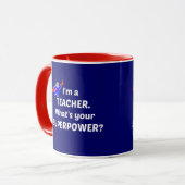 Mug Professeur Superhero - Texte blanc (Devant gauche)