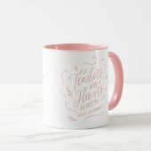 Mug Professeur typographie moderne élégant script rose (Devant droit)