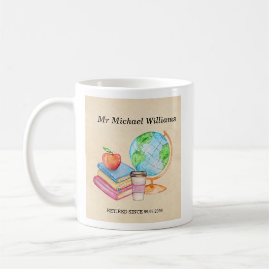 Mug Professeurs Vintage Globe Books Parti de retraite (Gauche)