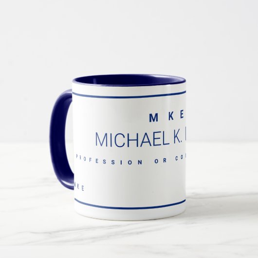 Mug Profession moderne Nom commercial Bleu (Devant gauche)