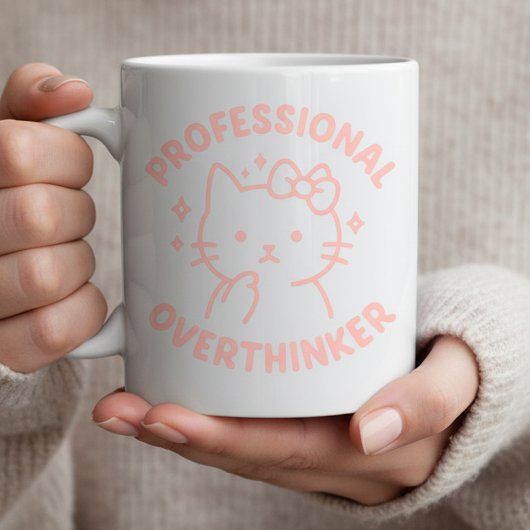 Mug Professional Overthinker Funny Cat Overthinking 
