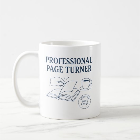 Mug Professional Page Turner Funny Bookish Gift Idea (Gauche)