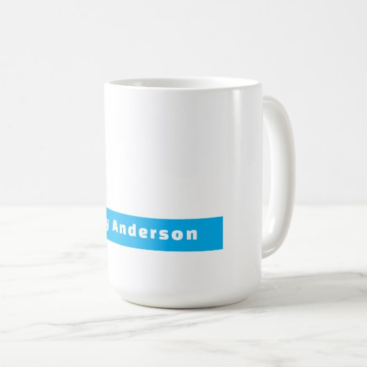Mug Professional Plain Modern Elegant Name Blue White (Devant droit)