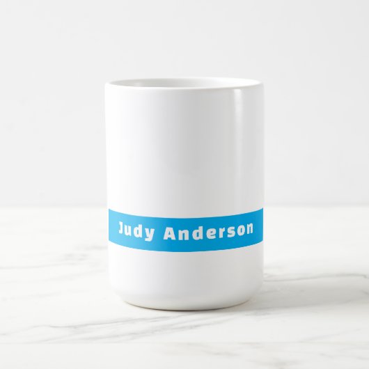 Mug Professionnel Élégant Moderne Simple Nom Bleu Blan (Centre)