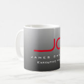 Mug Professionnel moderne Gris Rouge Monogramme (Devant gauche)