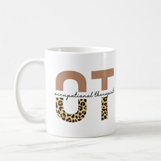 Mug Professithérapeute OT cheetah cadeaux (Gauche)