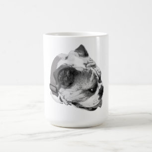 Mug Profil de bouledogue audacieux en monochrome net