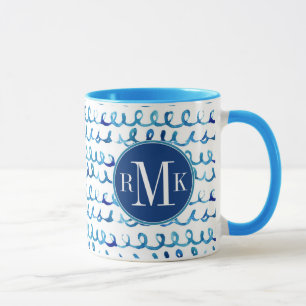 Mug Profil onduleux d'aquarelle bleue peinte à la mai