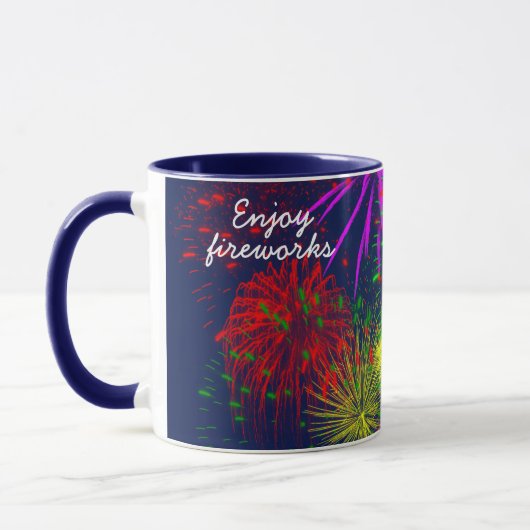 Mug Profitez de feux d'artifice drôle personnalisable (Gauche)