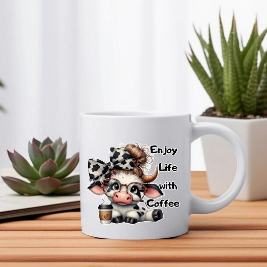 Mug Profitez de la vie avec Coffee Cute Cow