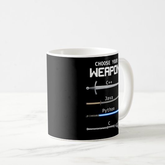Mug Programmer le codage Choisissez votre arme C Java  (Devant droit)