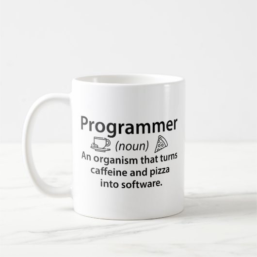 Mug Programmeur Caféine Pizza (Gauche)