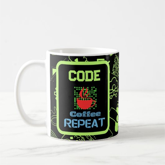 Mug programmeur informaticien codage tech vert (Gauche)