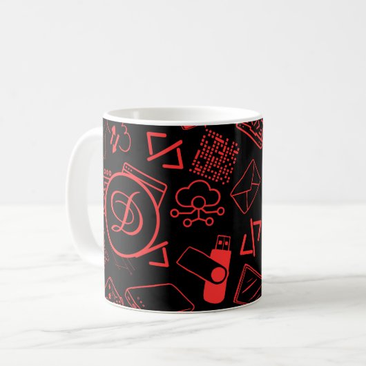 Mug programmeur informaticien codage technologie rouge (Devant gauche)