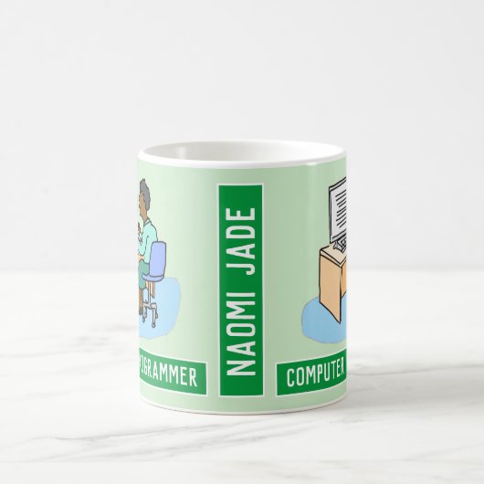 Mug Programmeur Informatique Femme Noire Avec Nom. (Centre)