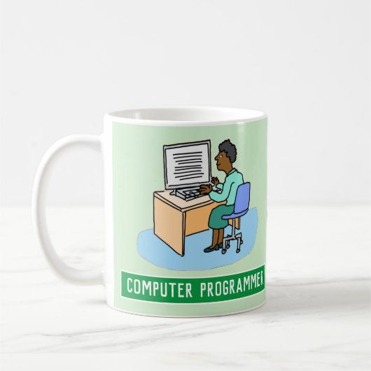 Mug Programmeur Informatique Femme Noire Avec Nom. (Gauche)