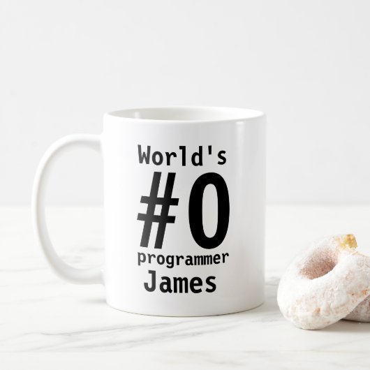 Mug Programmeur n°0 du monde - Coupe personnalisée (Avec donut)