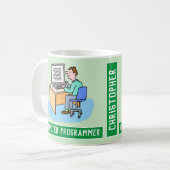 Mug Programmeur Ordinateur Homme Avec Nom. Drôle (Devant gauche)