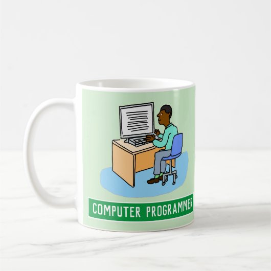 Mug Programmeur Ordinateur Homme Noir Avec Nom. (Gauche)