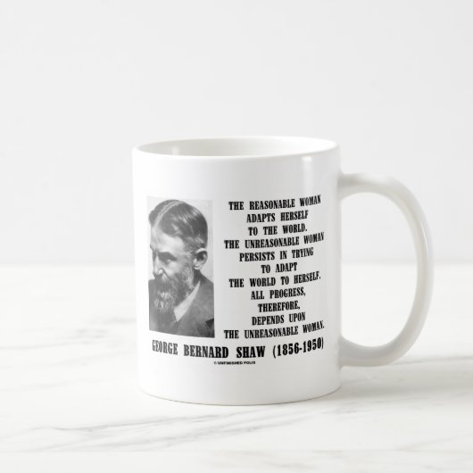 Mug Progrès déraisonnable G.B. Shaw Quote de femme (Droite)