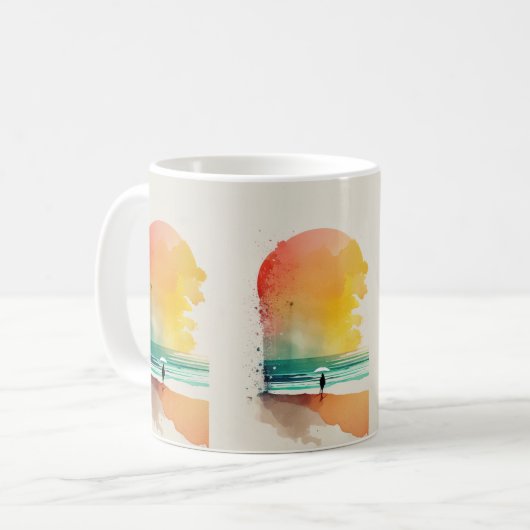 Mug Promenade dans les Waves Abstrait Beach Art (Devant gauche)