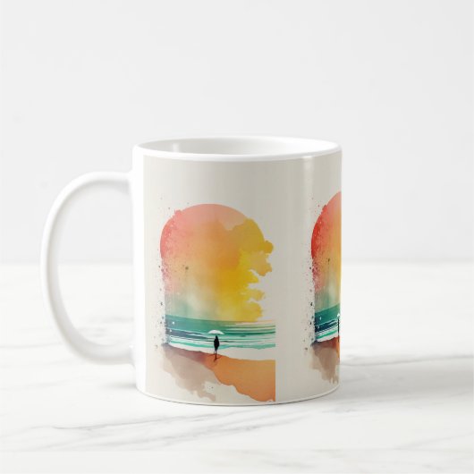 Mug Promenade dans les Waves Abstrait Beach Art (Gauche)