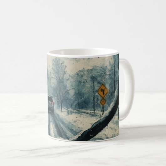 Mug Promenade d'hiver à travers la neige - Vue pare-br (Devant droit)