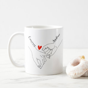 Mug Promesse Tenir les mains avec les noms Saint-Valen