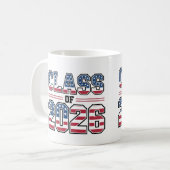 Mug Promotion 2026 Drapeau USA Diplômé (Devant gauche)