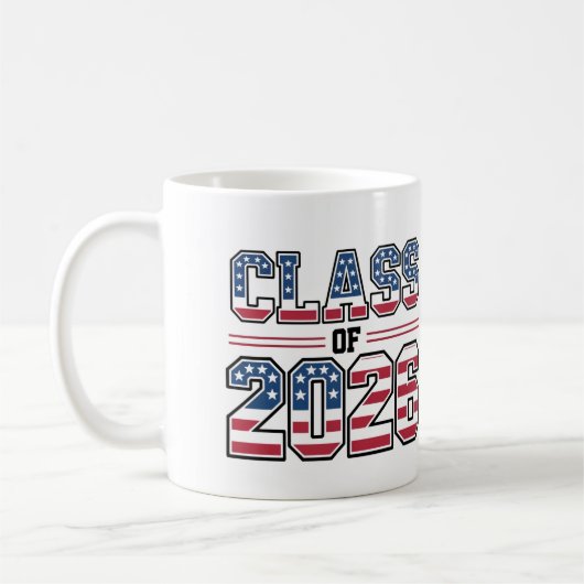 Mug Promotion 2026 Drapeau USA Diplômé (Gauche)