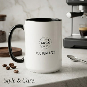 Mug promotionnel avec texte personnalisé et logo d