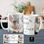 Mug Promu à Grand-mère 2 Collage photo<br><div class="desc">Promu à la grande tasse grand-mère personnalisée avec 2 photos et année établie. Fait un cadeau unique pour la journée des mères,  les grands-parents jours fériés et l'anniversaire de grand-mère.</div>