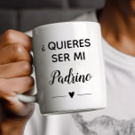 Mug Proposition du parrain Quieres Ser Mi Padrino<br><div class="desc">Demandez à celui que vous voulez être le Padrino de votre enfant avec cette tasse de café personnalisée super mignonne. L'avez-vous invité à prendre un café et à l'utiliser pour poser la question "Quieres ser mi Padrino ?"</div>