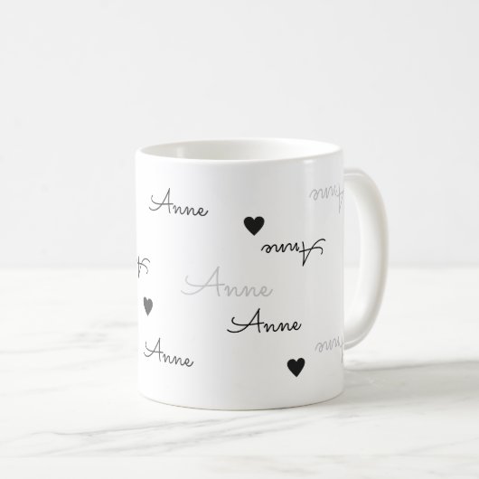 Mug propre et clair nom typographie amour (Devant droit)