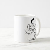 Mug Propriétaire de chien avec chien à l'ordinateur (Devant droit)
