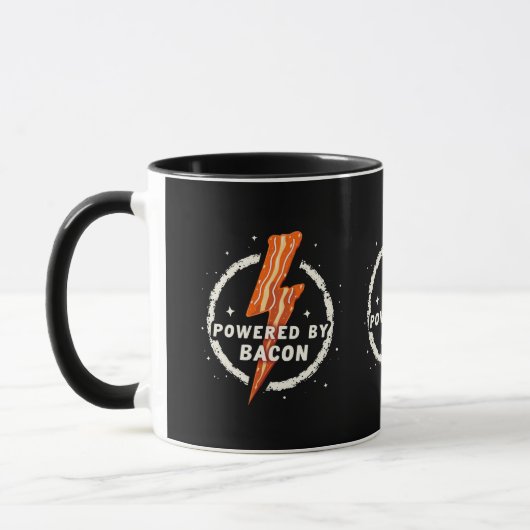 Mug Propulsé par Bacon Funny Retro Fodie esthétique (Gauche)