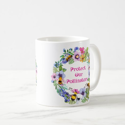 Mug Protéger nos pollinisateurs Fleurs d'abeilles (Devant droit)