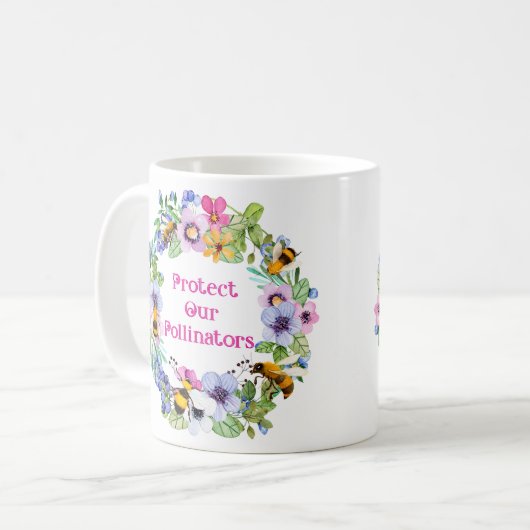 Mug Protéger nos pollinisateurs Fleurs d'abeilles (Devant gauche)