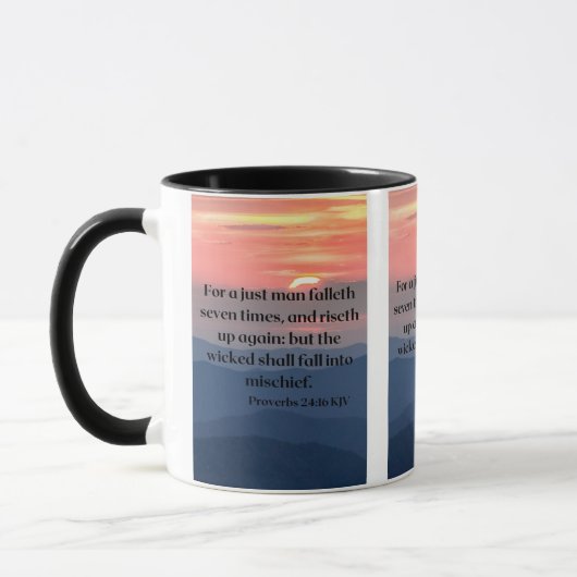 Mug Proverbes 24:16 KJV Bible Écriture Pic Deux Tons (Gauche)