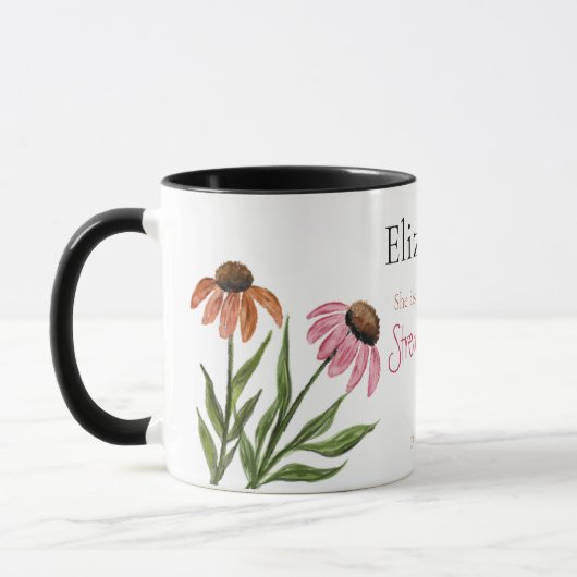 Mug Proverbes 31:25 Force et dignité Foi florale (Gauche)