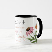 Mug Proverbes 31:25 Force et dignité Foi florale (Devant droit)
