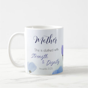Mug Proverbes 31:25 Religieux Blue Floral Foi des femm