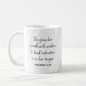 Mug Proverbes 31 Verset de la Bible Marbre Gris Blanc (Gauche)