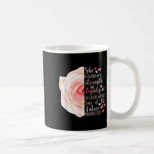 Mug Proverbes de la Bible chrétienne 31_25 Fleur Rose