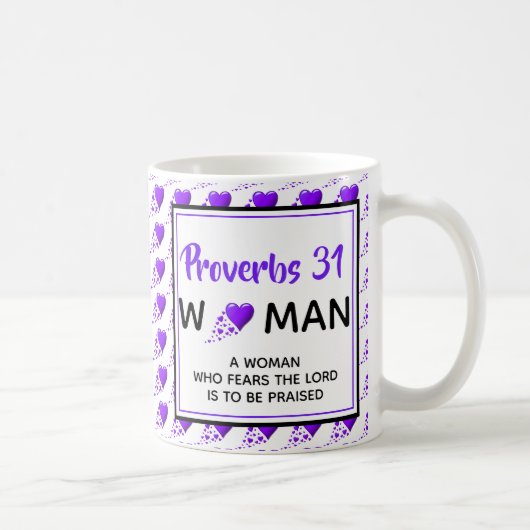 Mug PROVERBS 31 FEMME Coeurs pourpres Chrétien (Droite)
