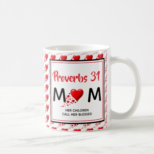 Mug PROVERBS 31 MOM Coeurs rouges Fête des mères chrét (Droite)